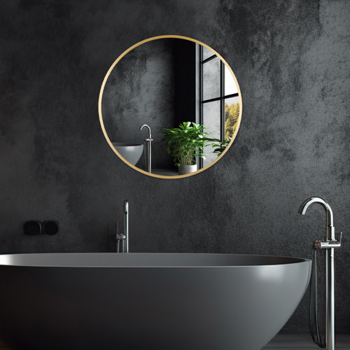 Ebern Designs Wall Mounted Round Mirror With Aluminum Alloy Frame